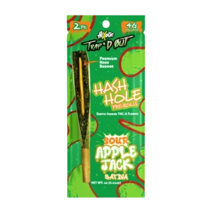 Trap’d Out – Sour Apple Jack Hash Hole 2x2G Pre-roll (Sativa)