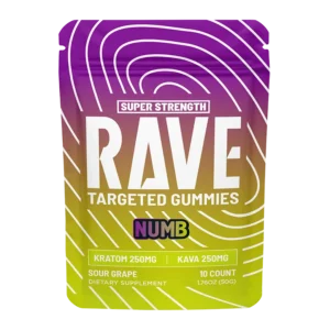 Rave Kratom - Numb Sour Grape Gummies